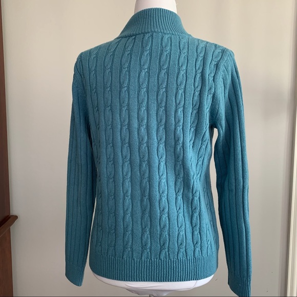 ❤️‍🔥 HP ❤️‍🔥Talbots blue cable long sleeve pullover sweater.  Size MP. - Picture 3 of 6